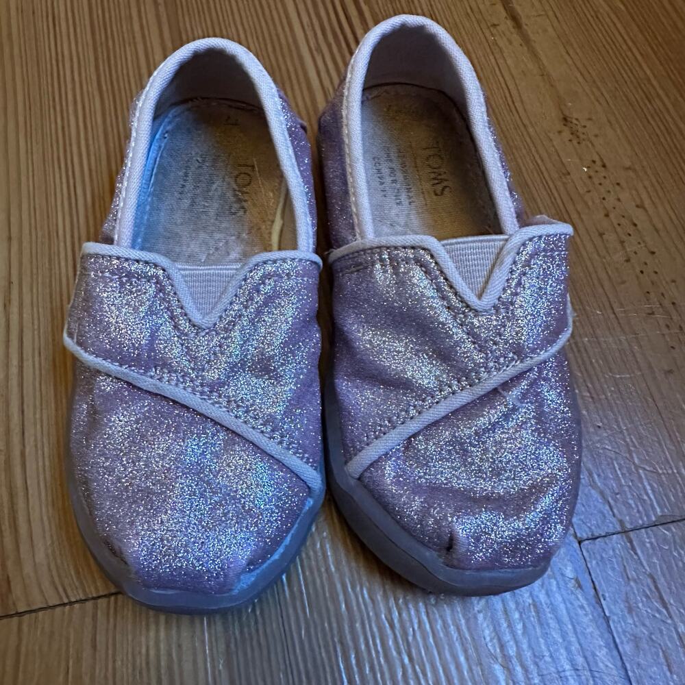 Toms pink glitter slip on shoes‎ SIZE 7 - Picture 5 of 6